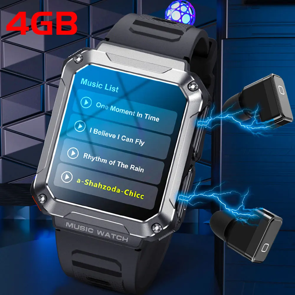 2024 New Smart Watch 4GB RAM 3 in 1 TWS Wireless Earbuds 1.96Inch Heart Rate Blood Pressure Sports Waterproof Music Smartwatch