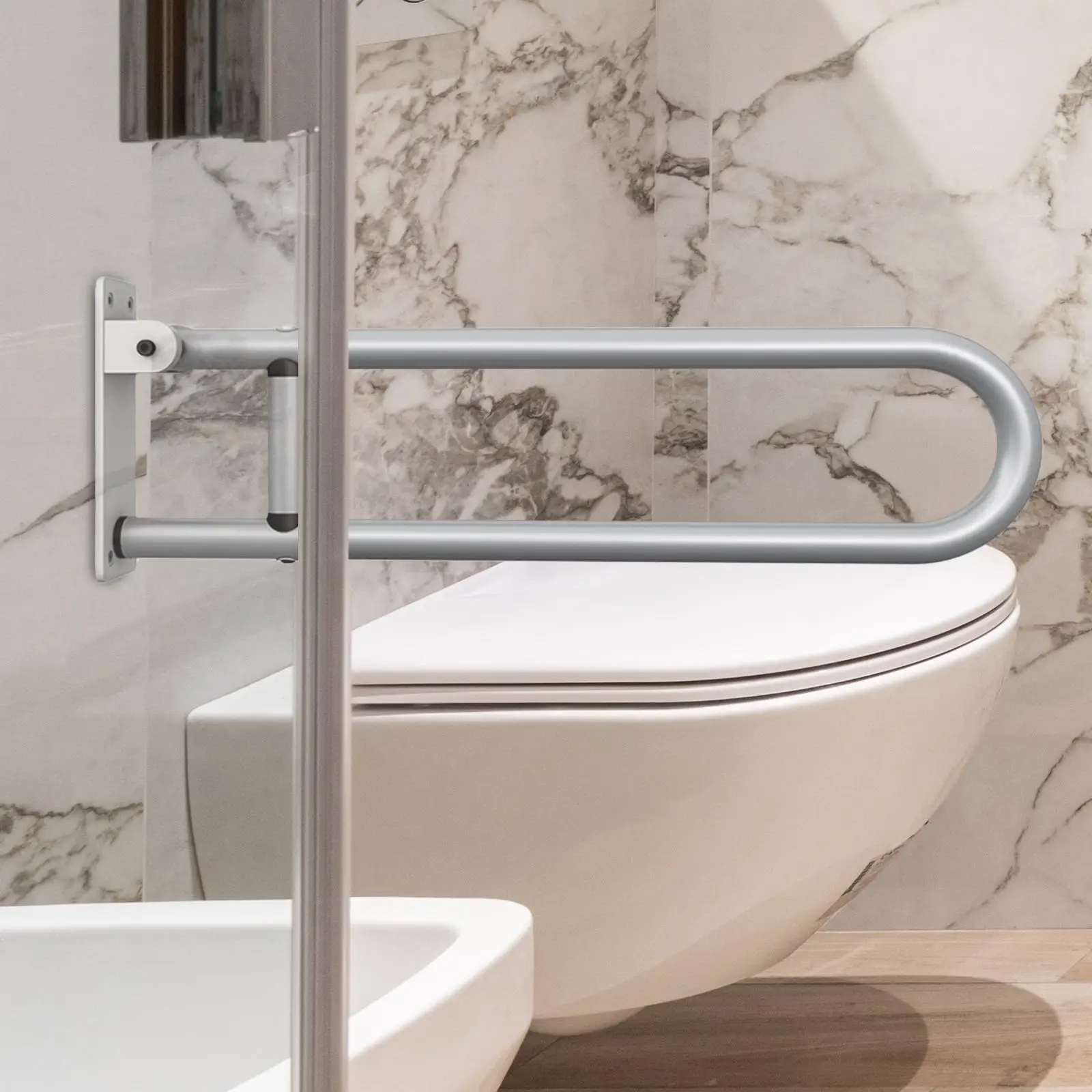 Bathroom Shower Grab Foldable Toilet Aid Barrier-Free Non-Skid Aluminum Alloy