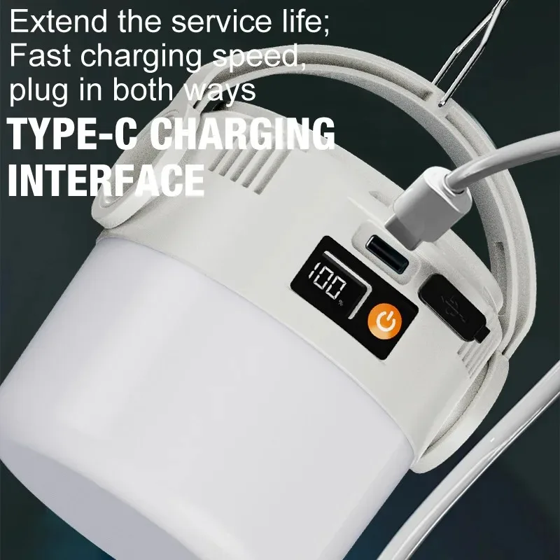 Solar LED outdoor camping lamp portable lamp configuration hook supports TYPE-C charging.