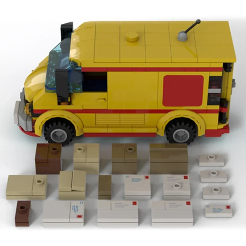 MOC-décennie s de Construction Modulaires pour Enfants, Briques Techniques, Modèle de Voiture de Ville, Panneau Moyen, Van de Courrier, Cadeaux, Jouets, Ensembles de Bricolage, Assemblage