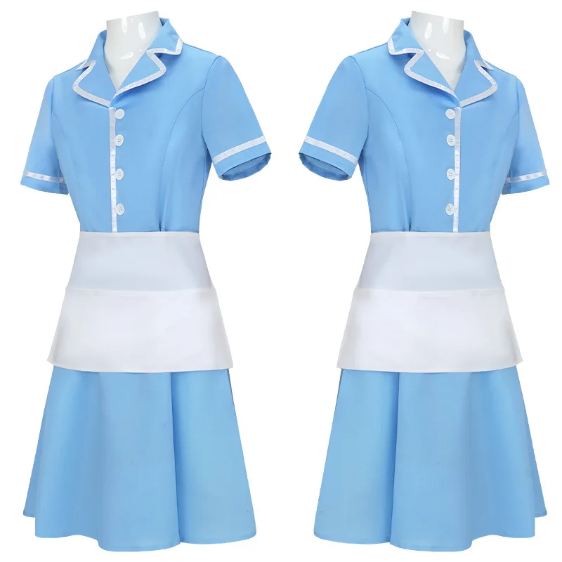 Camarera musical de Broadway, vestido de camarero azul, conjunto de cosplay, disfraz de escenario actuación, vestido azul de Taiwán