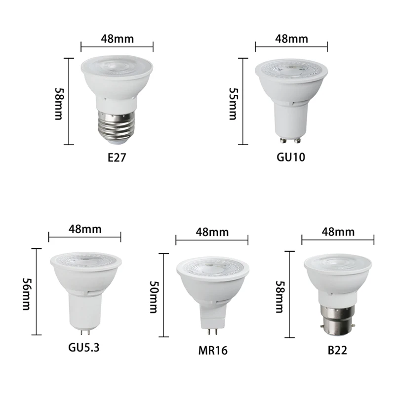 7w dimmbare LED-Scheinwerfer lampen gu10 mr16 220v 36 Grad e27 b22 gu5.3 5,3 smd kalte warm weiße Energie spar lampen