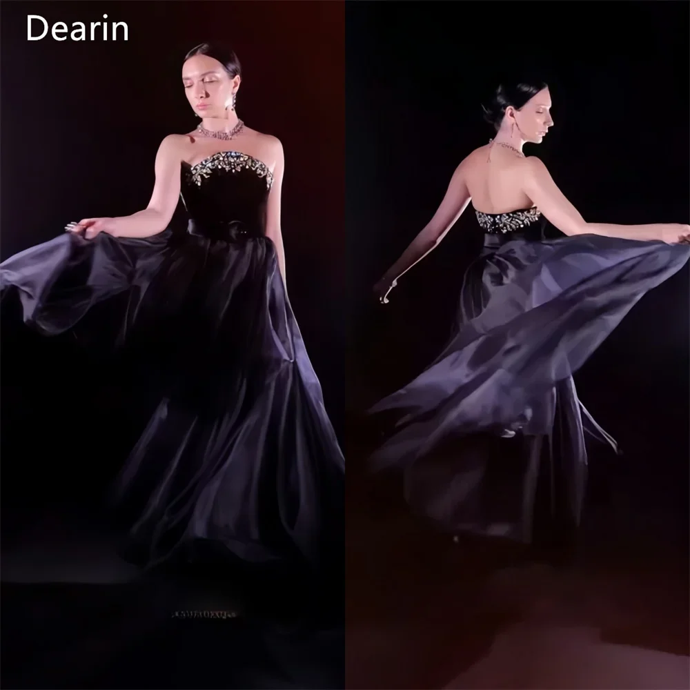 

Customized Saudi Arabia Dearin Strapless Floor Length Skirts Draped Sleeveless Beading Bespoke Occasion Dresses Prom Dress