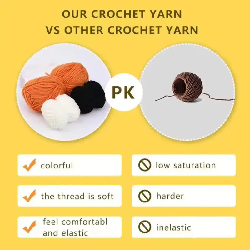 DIY Crochet Knitting Kit para Iniciantes, Cartoon Fox, Animal Wool Yarn, Crochet Material, Handmade Dolls, Acessórios Set