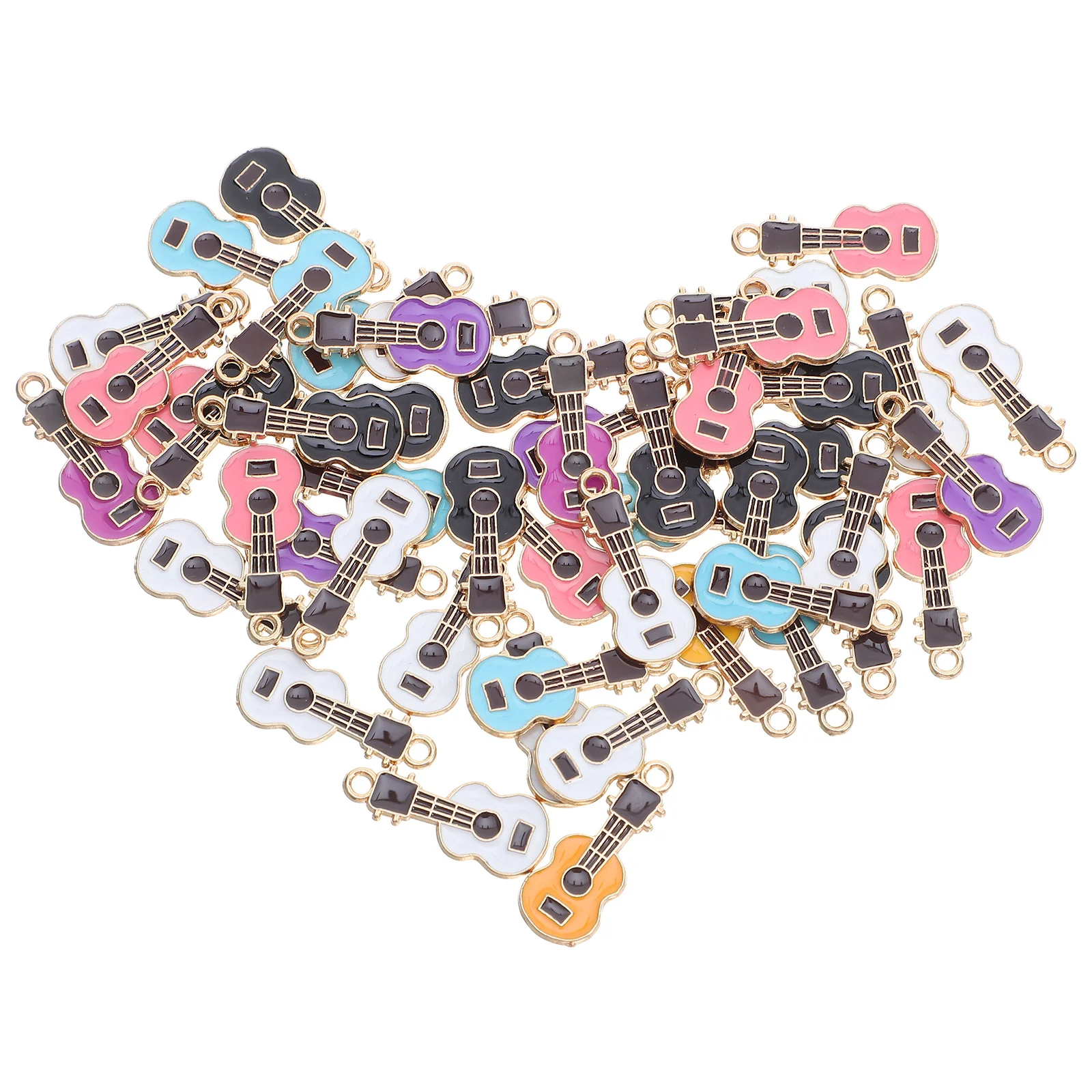 

50 шт., мини-гитара ручной работы, кулон из эмалированного сплава, подвески, сделай сам, изготовление ювелирных изделий, ожерелье, браслет, брелок, музыкальные аксессуары