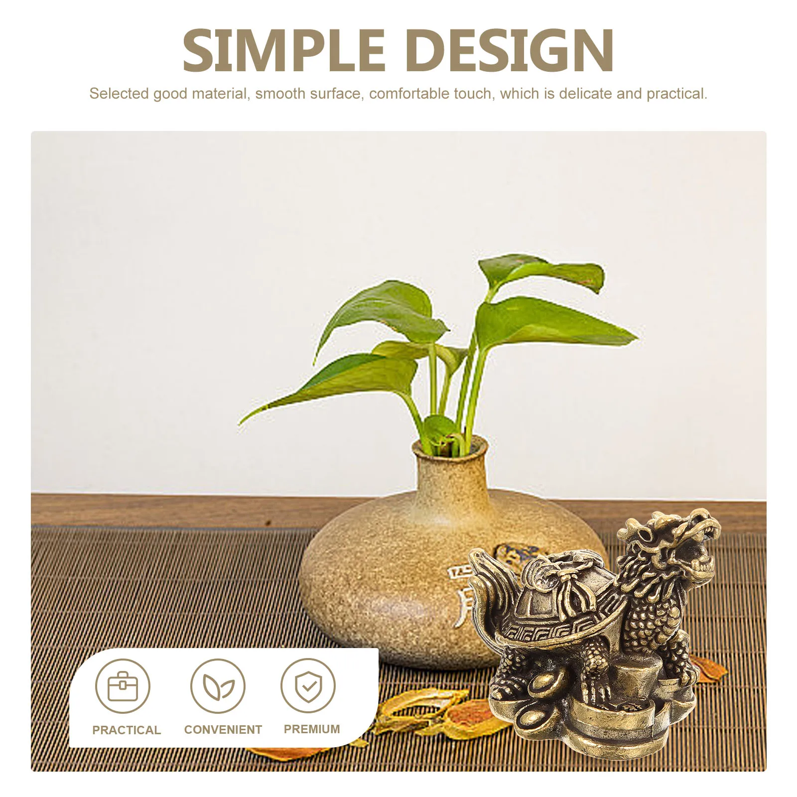 

Copper Dragon Turtle Statue Mini Figurine Decor Indoor Desktop Small Size Sturdy Vintage Metal Craft Home nament