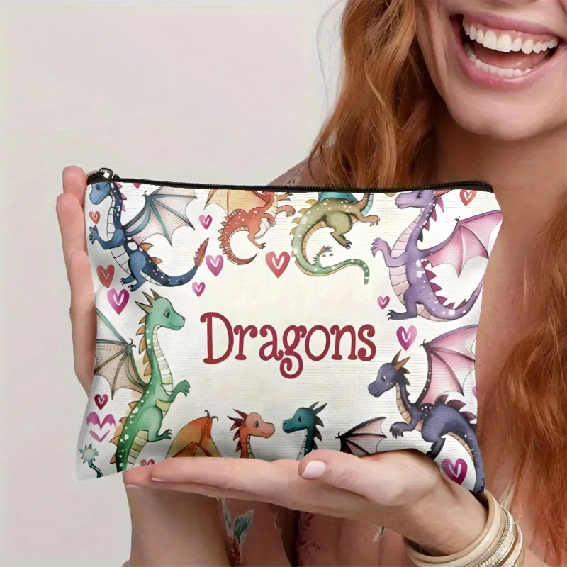 A Cartoon Dragon Makeup Bag - Cute multifunctional zipper pouch for women, jewelry storage bag, perfect travel zipper small stor