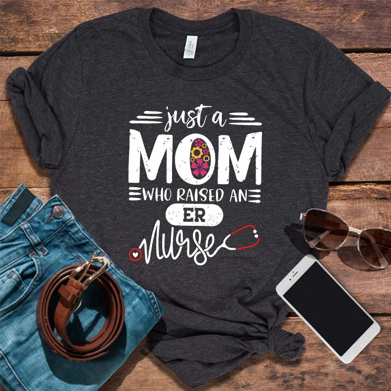 

MOM T Shirt Women Nurse Shirt Mother's Day Emergency Room Nurse Mama T-Shirt Nurse Daughter Tee Casual Tops