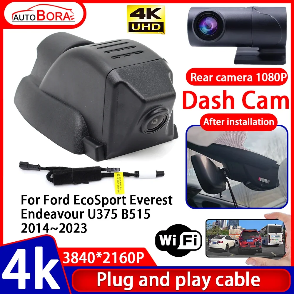 ZhuCamX Video Recorder Night Visio 4K Plug and Play Car DVR Dash Cam for Ford EcoSport Everest Endeavour U375 B515 2014~2023
