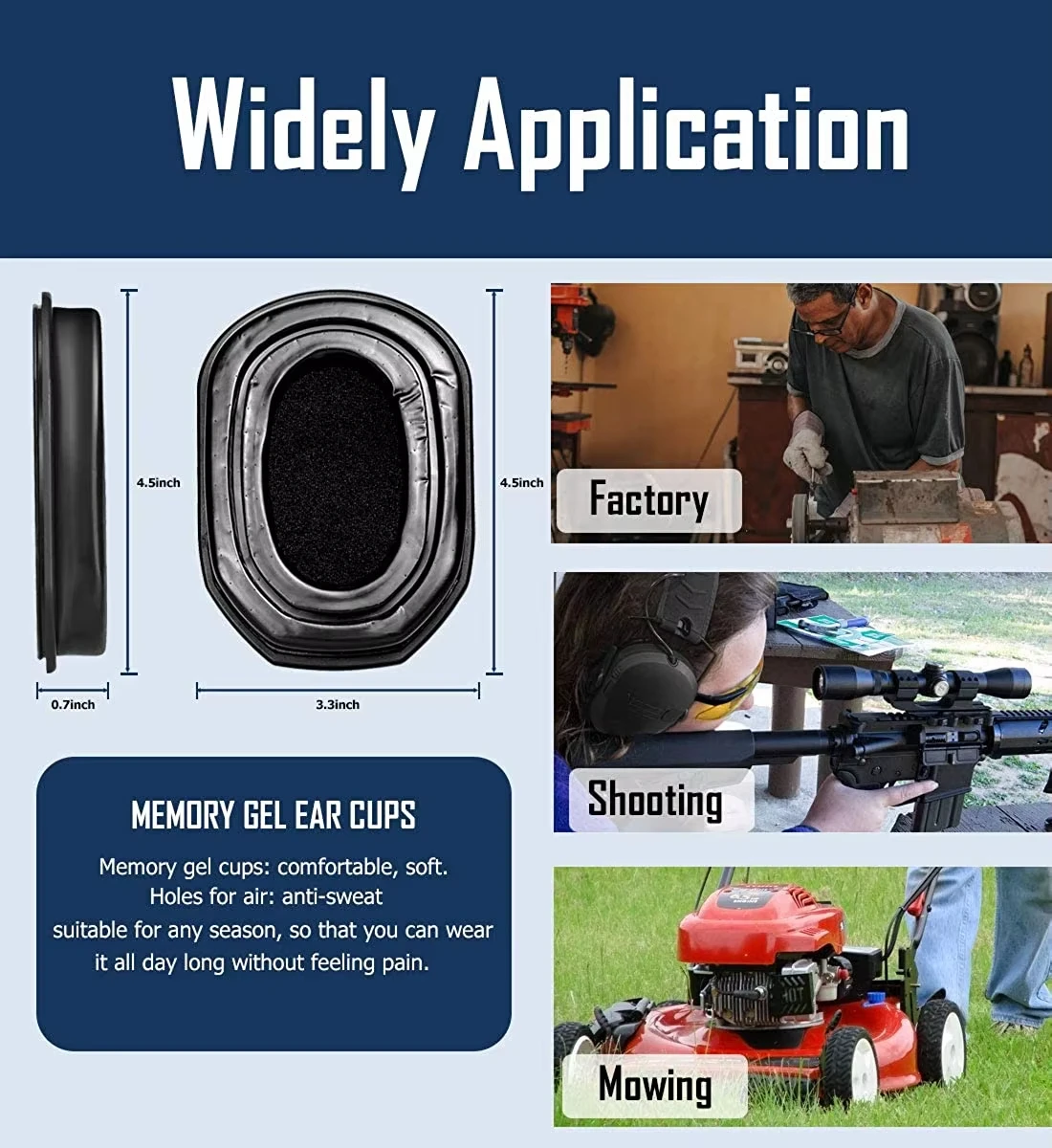 Сменные гелевые амбушюры для наушников Walker's Razor для стрельбы, гарнитуры