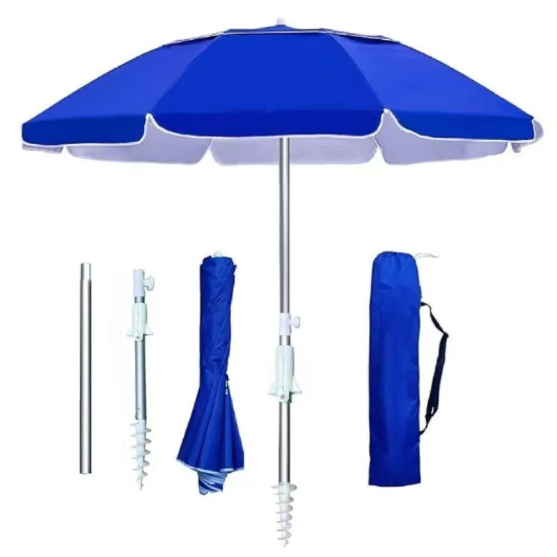 6.5FT Folding Aluminum Beach Umbrella with Sand Anchor for Travel