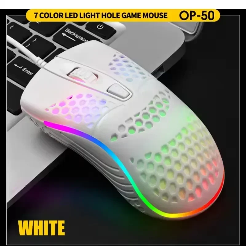 ZLRLMHY Desktop, 4D PC, USB Hollowed Out Mouse, Laptop, Home Office, Cable TV Games, 7-breath LED Backlit Optical Mouse