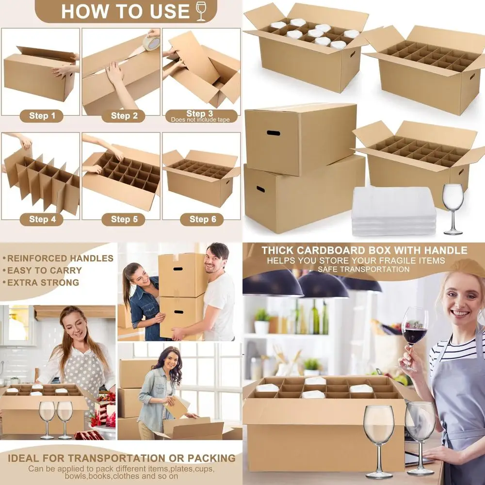 

Glass Packing Kit for Kitchen Moving with Divider Units and Foam Pouches for Safe Transport