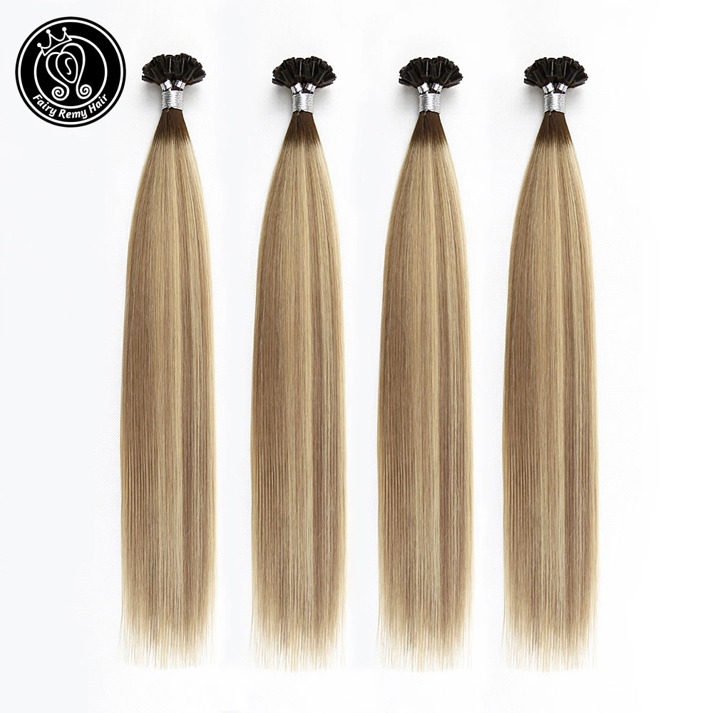 Wróżka Remy włosy 12 16 18 20 22 24 cale prawdziwe Remy proste, Pre, keratynowe końcówki doczepy z ludzkich włosów Ombre Balayage kolor włosów