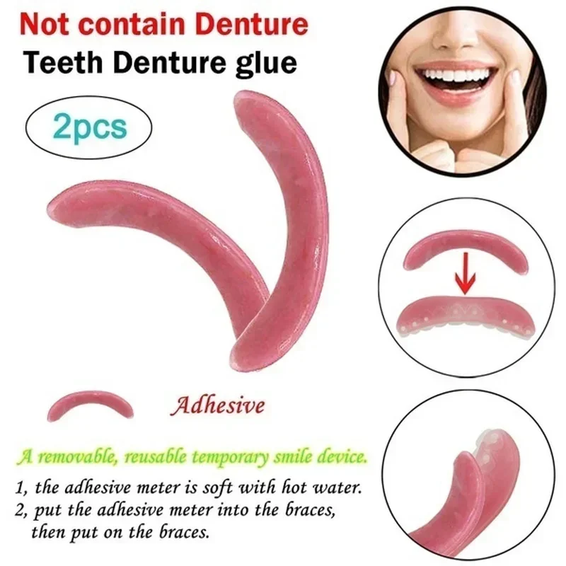 2PCS Temporary Smile Comfort Fit Cosmetic Teeth Denture Glue For Denture Teeth For Your Beauty