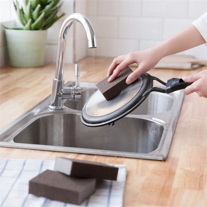 Magic Sponge Eraser Descaling Emery Cleaning Brush Silicon Carbide Descaling Cleaning Brush Stove Top Pot for Kitchen Tools