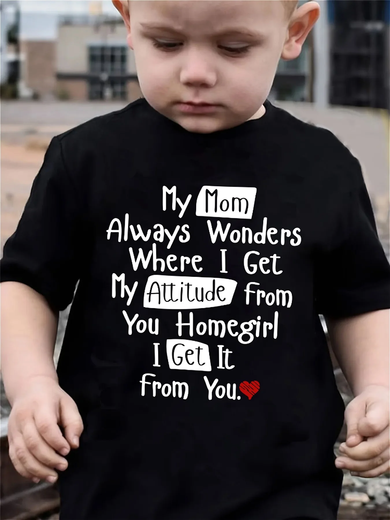 Boy's T-shirt. My mom always wants to know about fun letters, casual and comfortable round neck short sleeved top