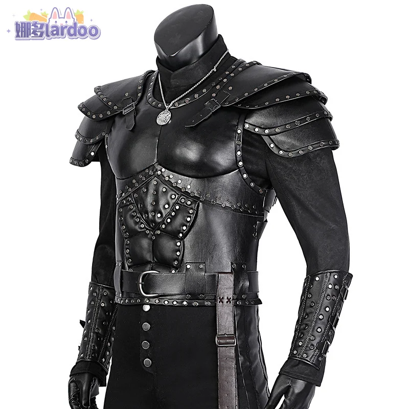 Men Witcher Cosplay Costume Adult Super hero Wizard Armour Outfit Black Leather Sorcerer Hunter Suit Halloween Carnival Costumes