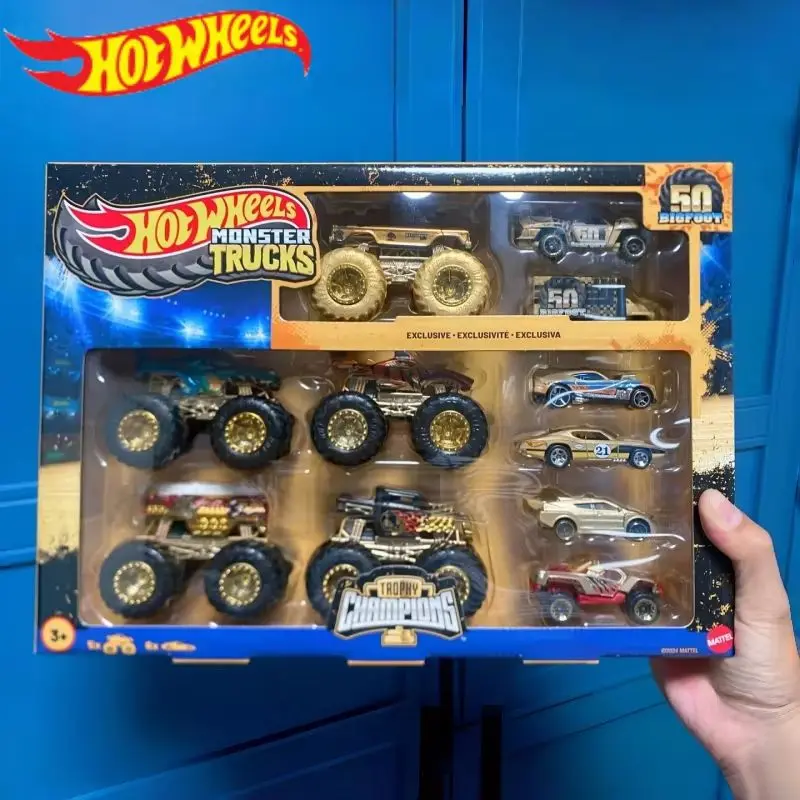 Hot Wheels Monster Truck 50th Anniversary Set-Big foot Gold Plated Limited Edition Alloy Car Models, Collectible Toy for Kids view 2