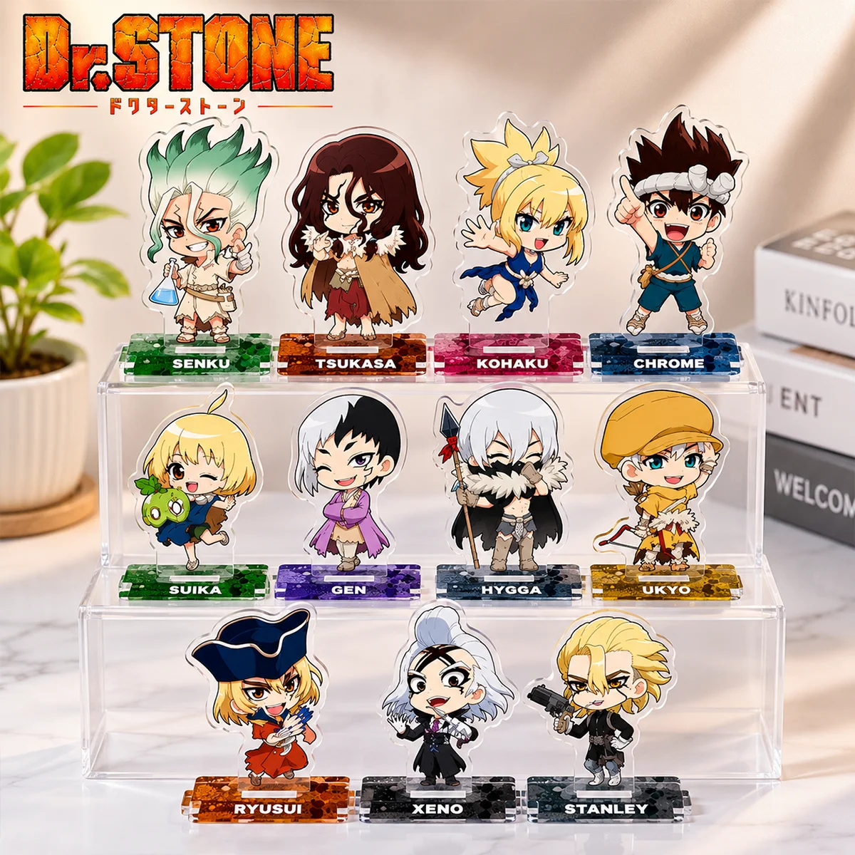 Anime Dr.STONE Senku Gen 10cm Double Plug HD Acrylic Stand Unique Decor Father's Day Gift For Desk Bedroom Anime Fan Keychain