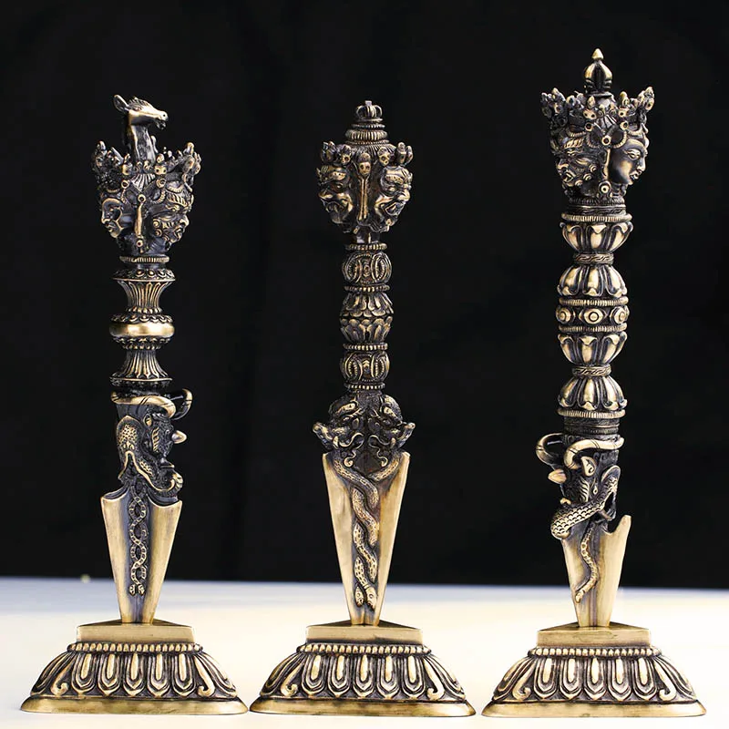 Brass Hayagriva Phurba Horse Buddhist Ritual Object for Altar Display and Art Collections, Spiritual Art Collectible