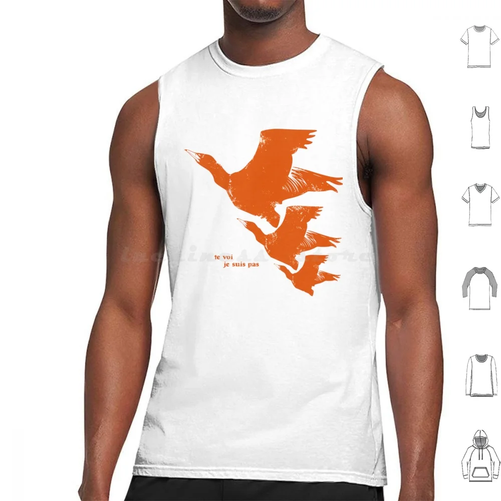 Persona 4-Yosuke Shirt Tank Tops Print Cotton Bird Te Voi Je Suis Pas P4 Persona 4 Yosuke Birds Orange Midnight