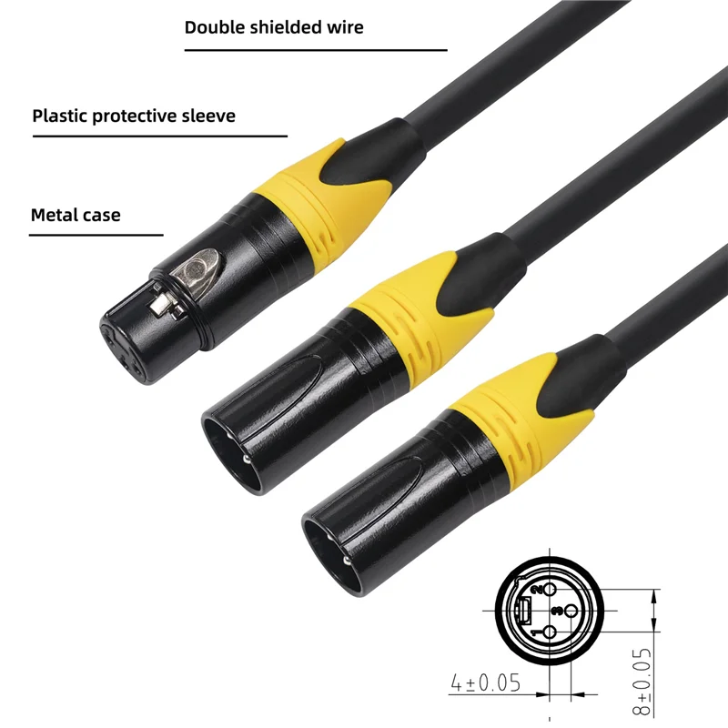 Kabel rozgałęźny XLR, 3-pinowy żeński XLR na podwójny męski kabel audio XLR Kabel Y Zbalansowany rozgałęźnik mikrofonowy Adapter audio