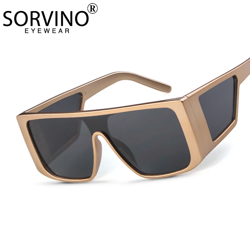 

SORVINO Retro Big Square Frame Men Sunglasses Luxury Brand Designer Oversize Black Visor Sun Glasses Men Shades For Women SP269