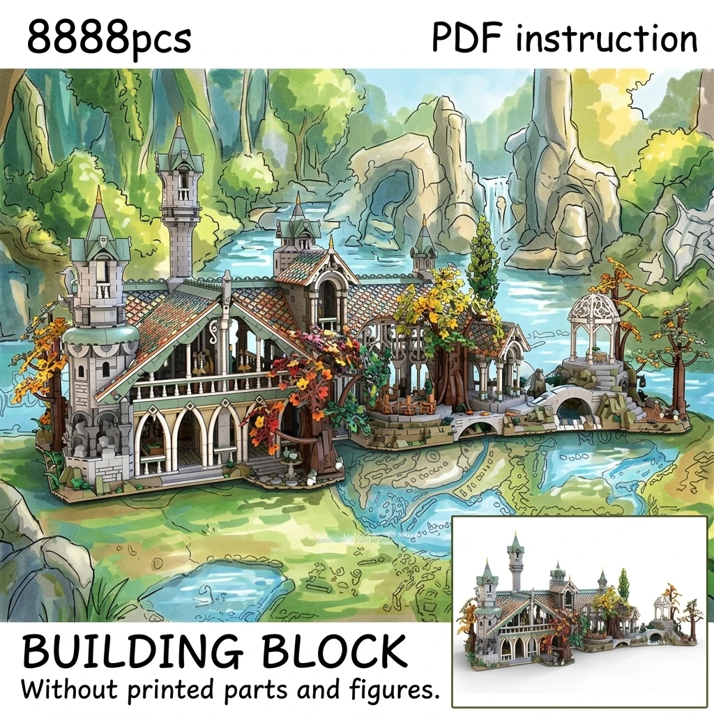 

Building Blocks MOC Epic Fantasy Forest Sanctuary Expansion For 10316 Mythical Woodland Palace Diorama Adult Masterpiece Set