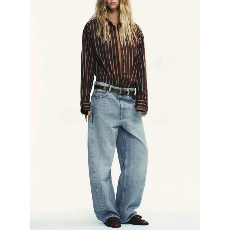 شتاء جديد المرأة طويلة سستة الدنيم السراويل بالون Sle سكين فضفاض صالح l الخصر ألياف البوليستر السيدات الجينز #2