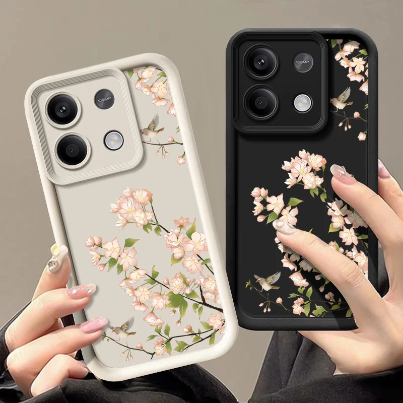 Cherry Blossom Flower Case For Xiaomi Redmi Note 13 14 12 11 Pro 5G Poco F6 X6 X5 13T 14T Pro Funda Shockproof Silicone Cover