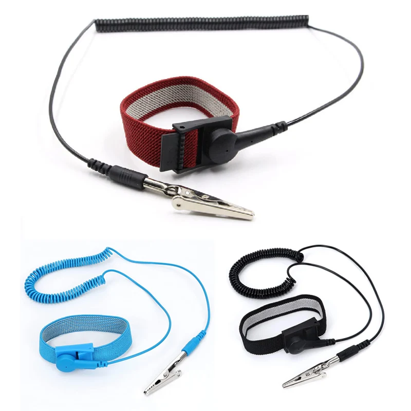 PU1.8M Antistatic Wrist Band Grounding Bracelet ESD Wrist Strap Adjustable Wristband for PC Computer Electronics Repair
