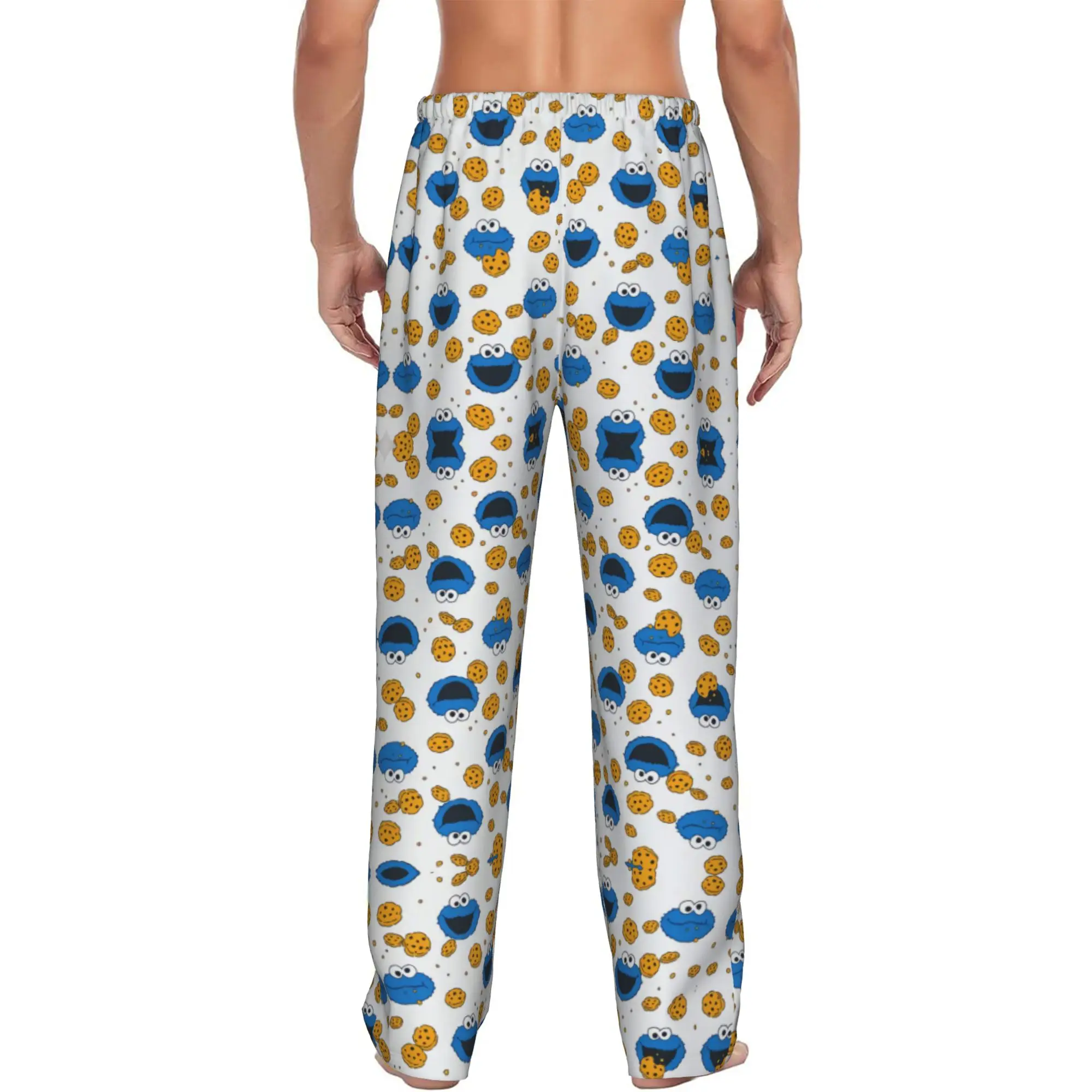 Custom Men Cookies Anime Monsters  Pajama Pants Print Elmo Cartoons Sleep Sleepwear Bottoms with Pockets