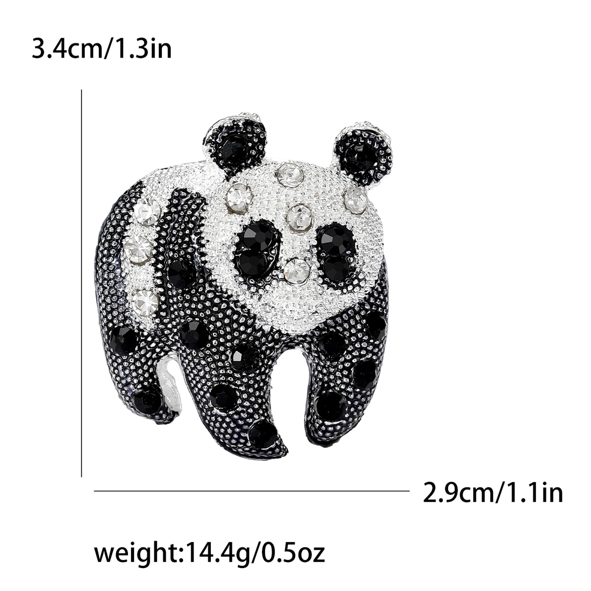 Beaut&Berry Lovely Rhinestone Panda Brooches for Women Unisex Animal Pins Casual Party Accessories New Gifts Friends Decoration