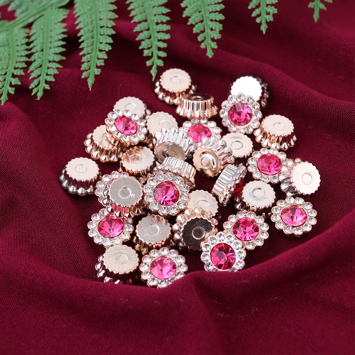 

50pcs Pearl Flower Embellishment Abs Flat Back Glue-On Diy Accessories Hairband Bag Garment Decoration Craft Gift Wrapping Rosy
