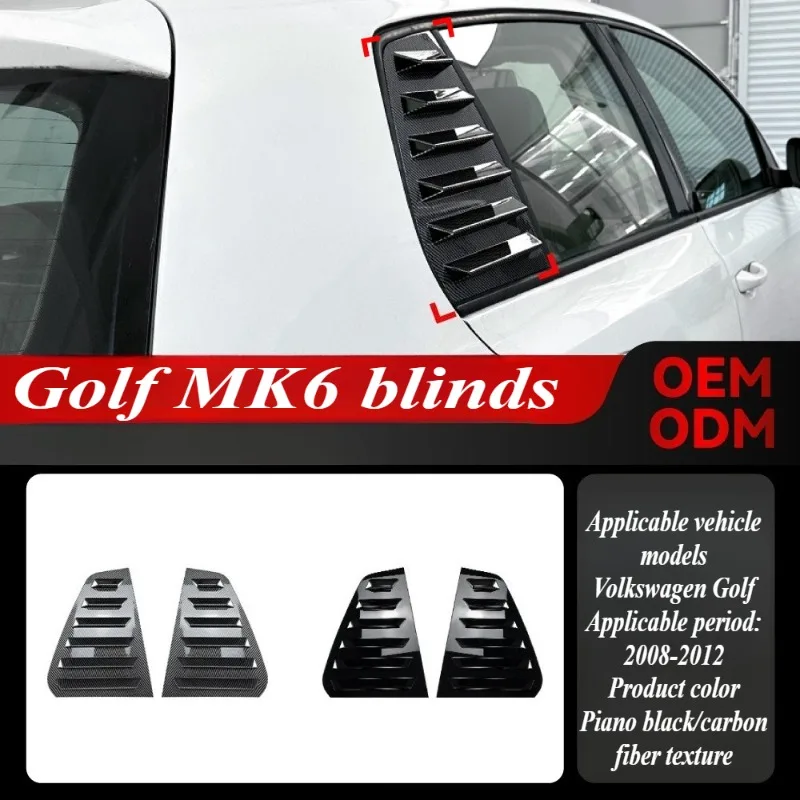 

For Volkswagen Golf MK6 2008-2012 Triangle Quarter Window Louver Sticker Black Exterior Trim Decoration Easy Install Upgrade