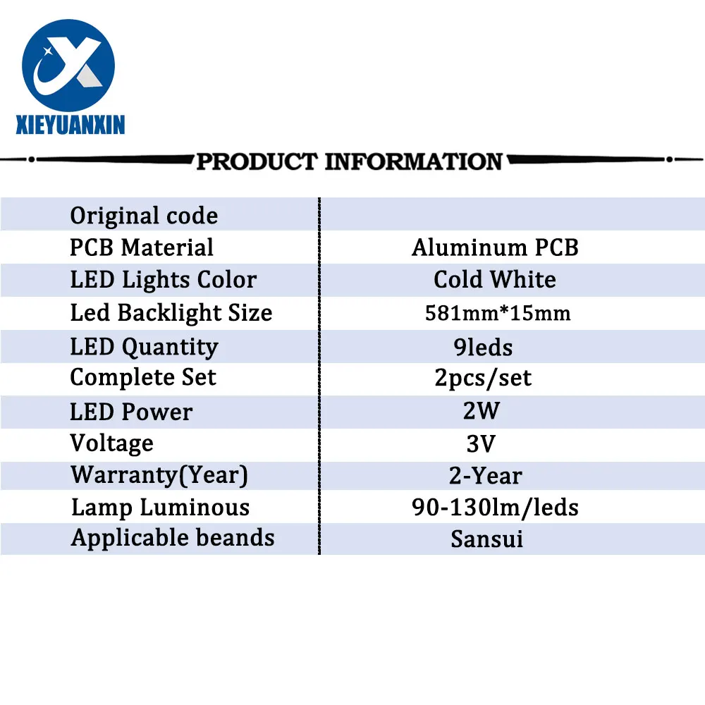2pcs/set 3V 581mm 100% new Led Backlight Strip for SanSui 28inch 9leds TV repair accessories
