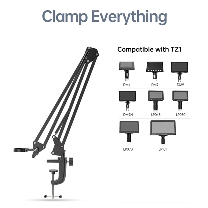 RIEVBCAU Flexible Microscope Arm Stand,Adjustable Metal Bracket Coin Microscope Mount Compatible with DM4 DM7 DM9-A79M