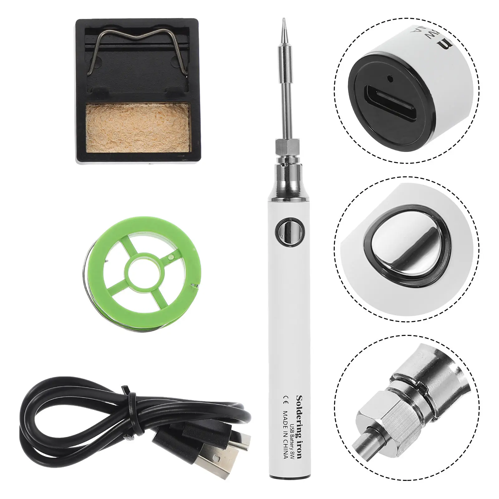 

1Set Mini Soldering Iron Cordless Rechargeable USB Powered Portable Wireless Soldering Tool for DIY Electronics Repair Home