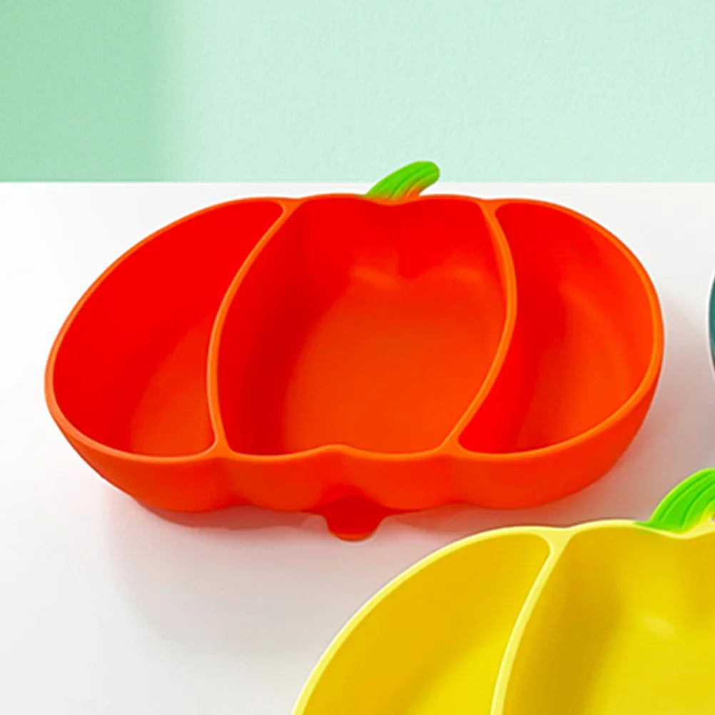 Halloween Silicone Pumpkin Dinner Plate Baby Self Feeding Plates Flatware Toddler Tool Platter