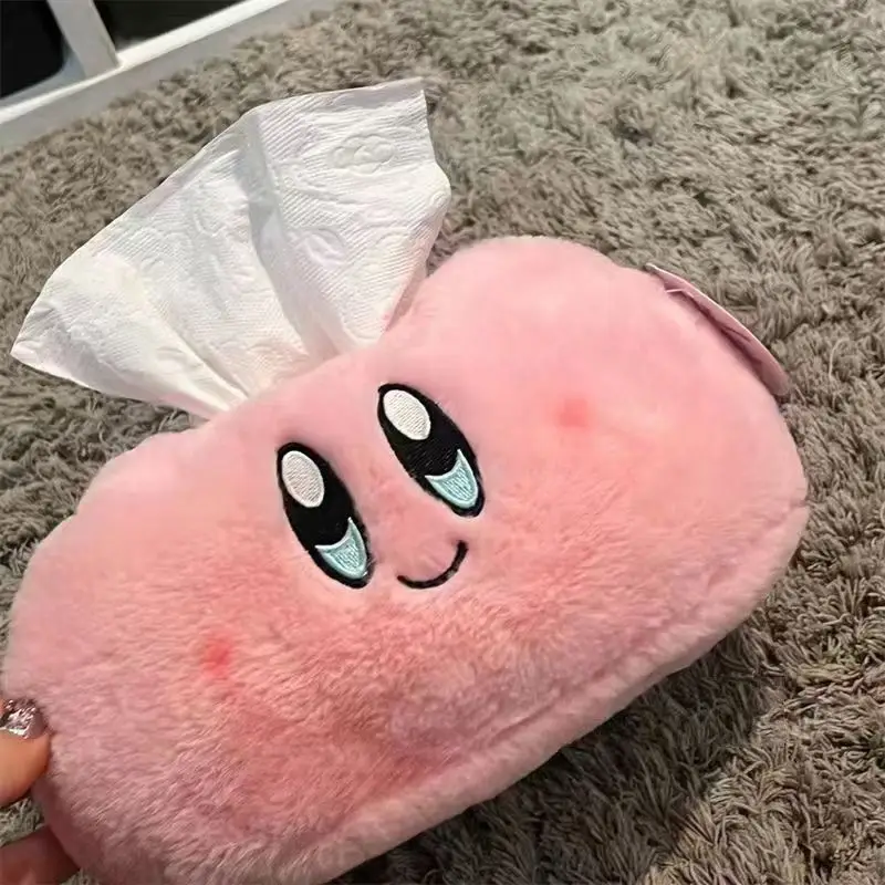 Kirby caixa de tecido de pelúcia anime guardanapo titular para sala estar casa caso papel dos desenhos animados bonito carro caixa tecido mesa organizador papel