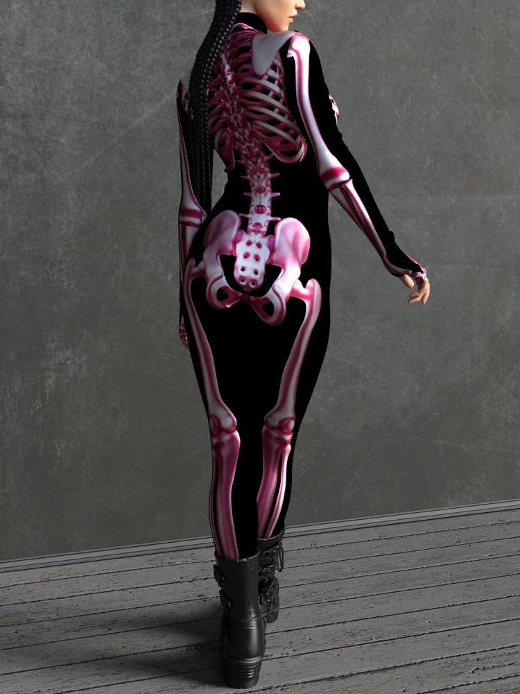 IOOTIANY Damen Grüner Sexy Horror-Skelett-Geister-Bodysuit-Set Halloween Karneval Party Aerial Bühnenauftritt Kostüm-Set – Detail 5