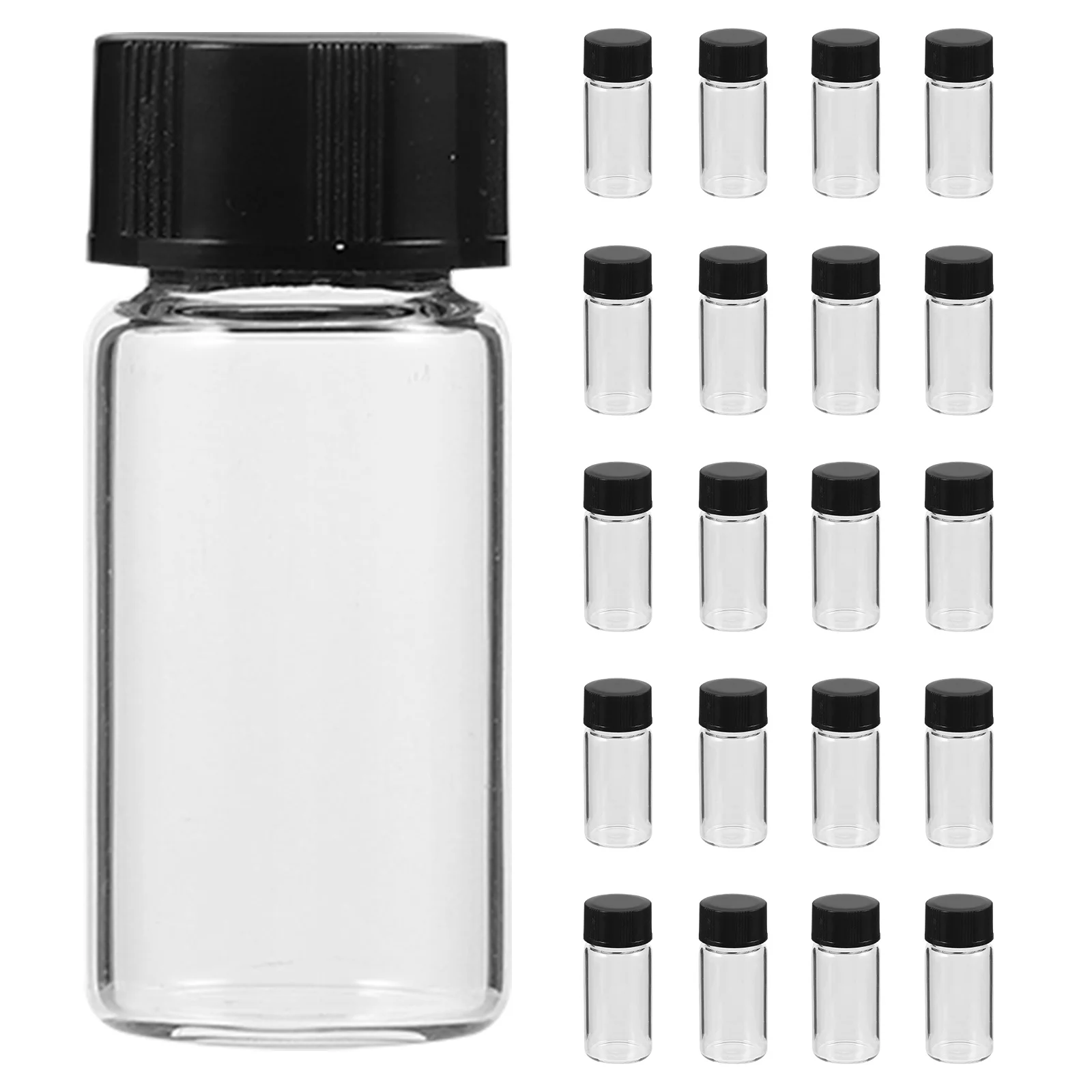 100Pcs Transparent Threaded Sample Glass Vials with Lids Clear Flat Bottom Bottles Safe High-Pressure Resistant for Science