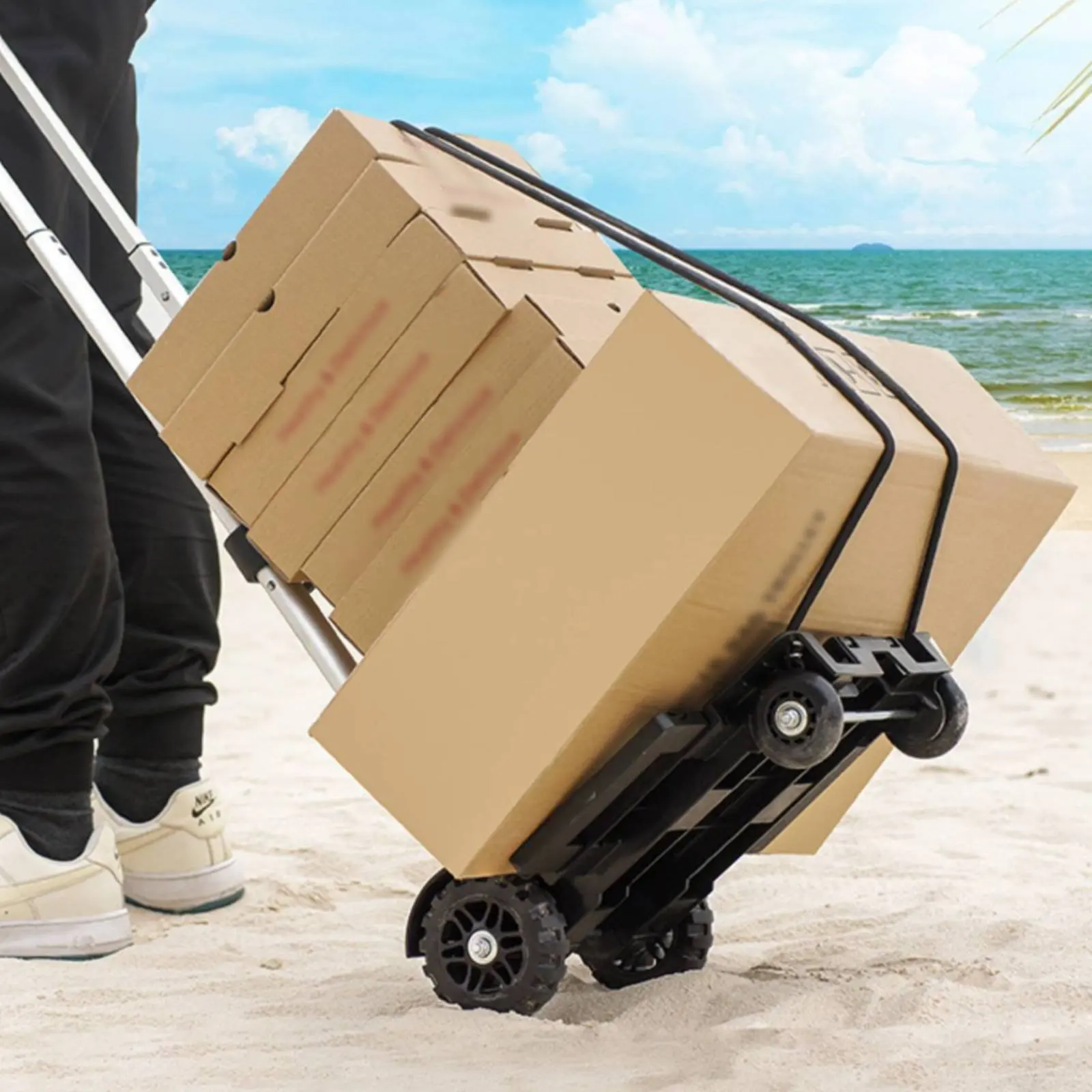 Mini Carretilla de Mano de Aluminio, Plegable, Sin Necesidad de Instalación, Carretilla de Equipaje Portátil, Carretilla de Compras con Base Extensible