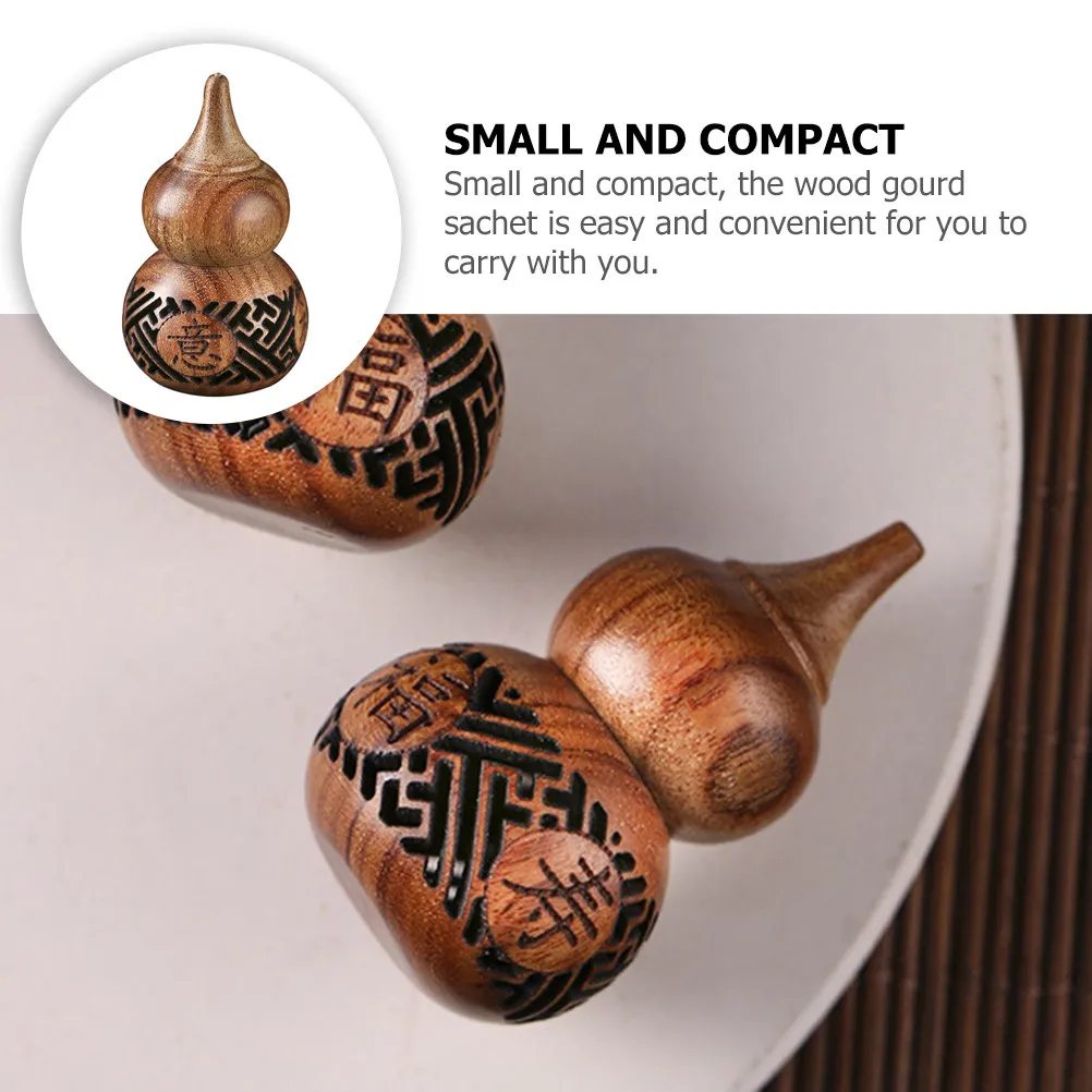 Wood Carved Gourd Sculpture Hollow Aroma Beads Sachet Openable Portable Diffuser for Bedroom Car Office Aromatherapy Accessory