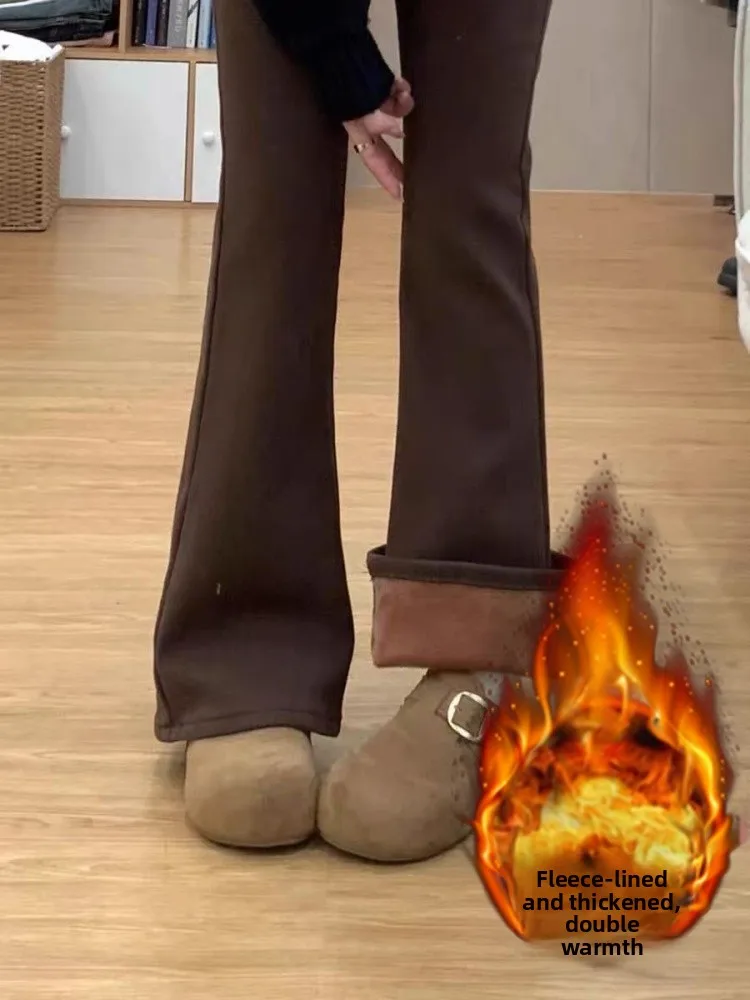 

Джинсы женские больших размеров с флисовой подкладкой, утепленные, микро-клеш, осенне-зимние, с высокой талией, утягивающие, эластичные, прямые, широкие штанины