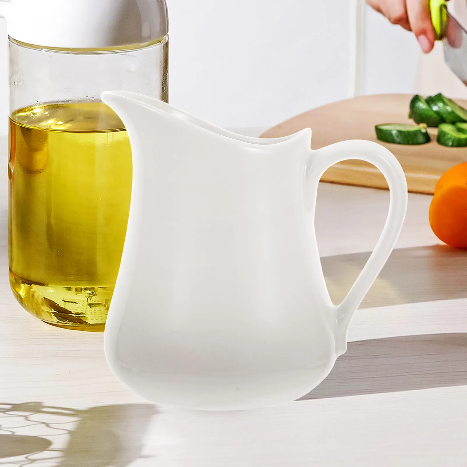Ceramic Jug 1000 Ml Smooth Elegant Spout Design for Coffee Tea Serving Kitchen Creamer Frothing Pitcher Small