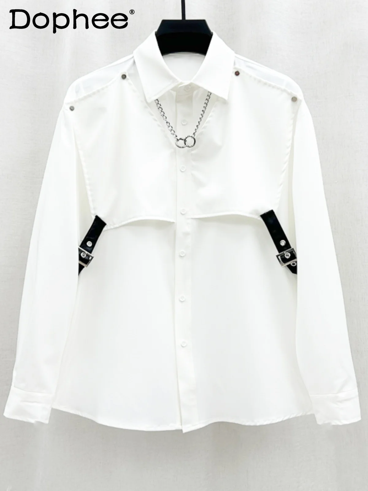 

2025 New Trendy Workwear Loose Shirt Handsome Men's Personality Design Casual Youth Fashion Long Sleeve Shirt