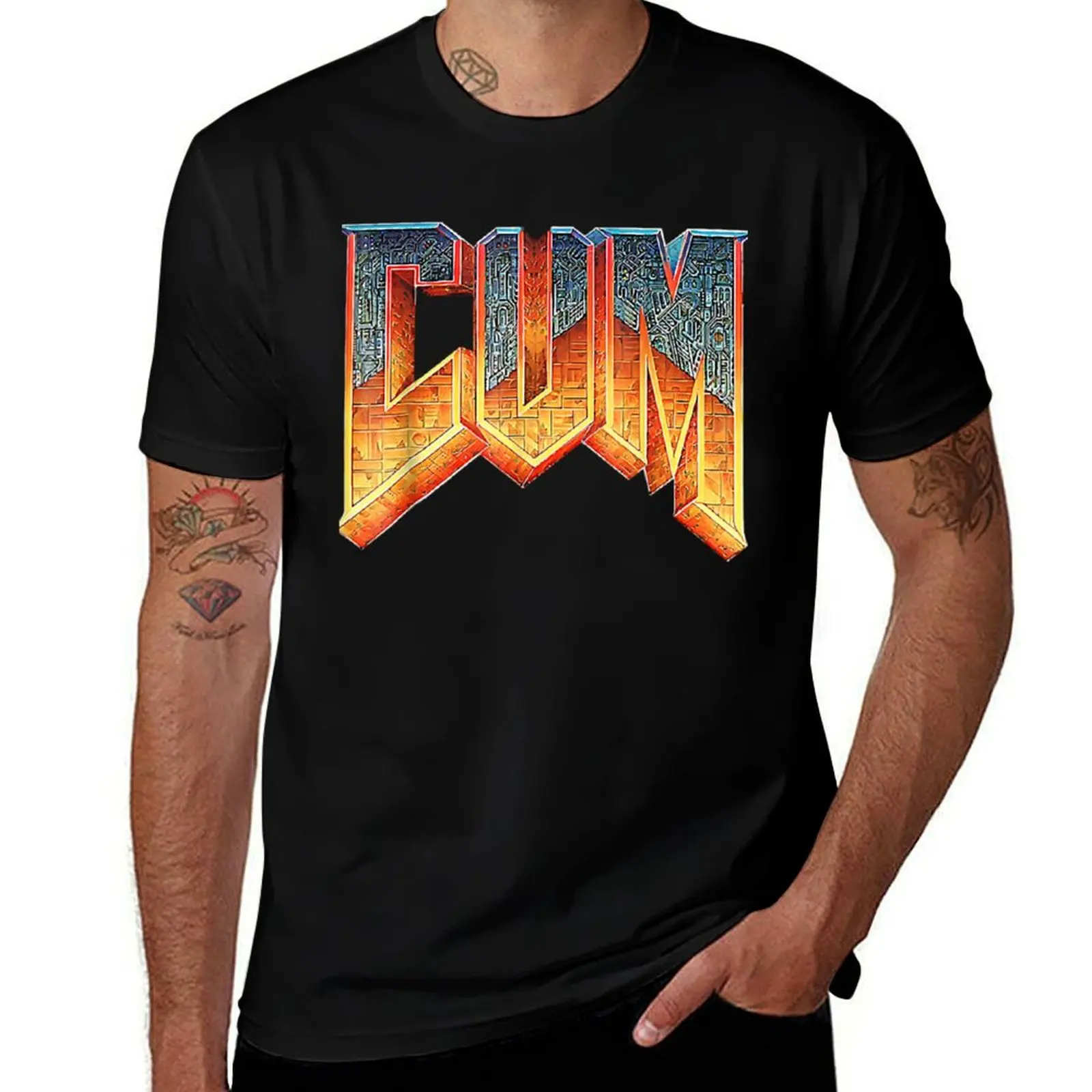 Женская футболка Doom-Cum Game, летние модные рубашки, хлопковые мужские футболки, мужские рубашки с аниме-принтом