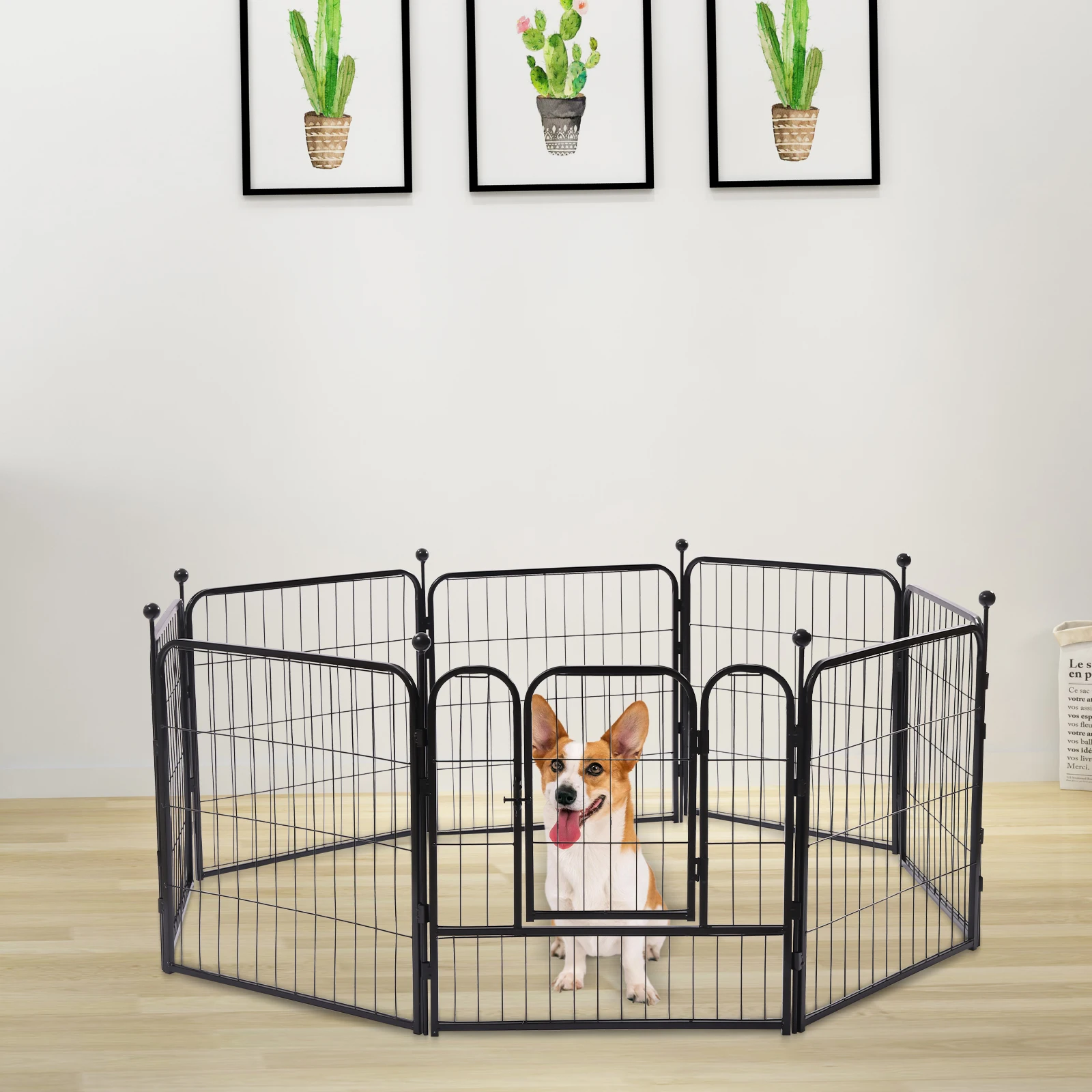 8 Pieces Of Pet Fence, Heavy-Duty Metal Sports Dog, Indoor And Outdoor Camping, Courtyard Garden, Dog Game Fence, 60 * 60cm